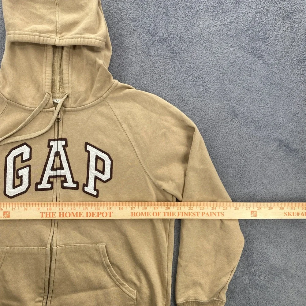 Gap Full Zip Hoodie Womens Medium Travertine Brown Heritage Logo Sweatshirt